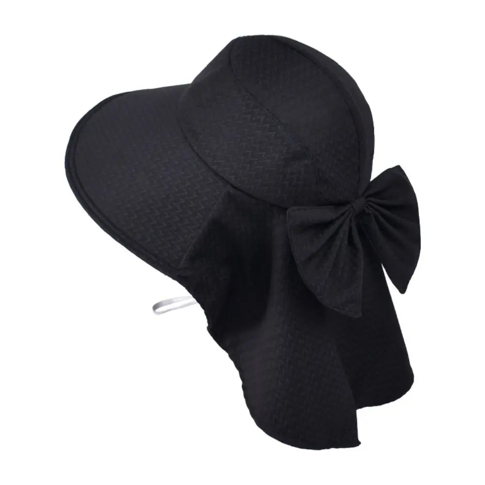 UPF 50+ UV Protection Bow Bucket Hat Sunscreen Portable Outdoor Sun Hat Wide Brim Adjustable Fisherman Cap Women